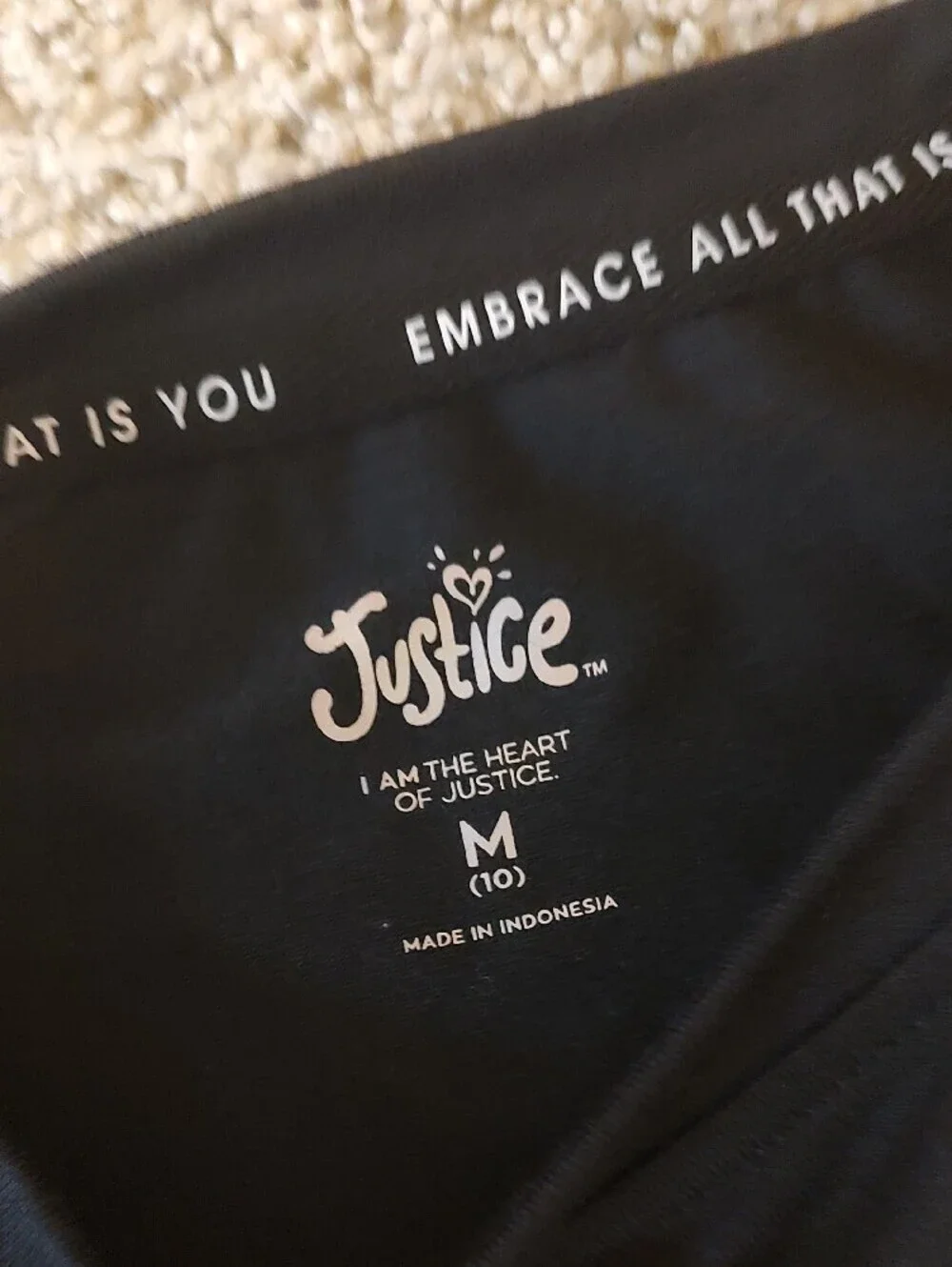 Justice Black & White Colorblock Tee with Neon Lime Accent